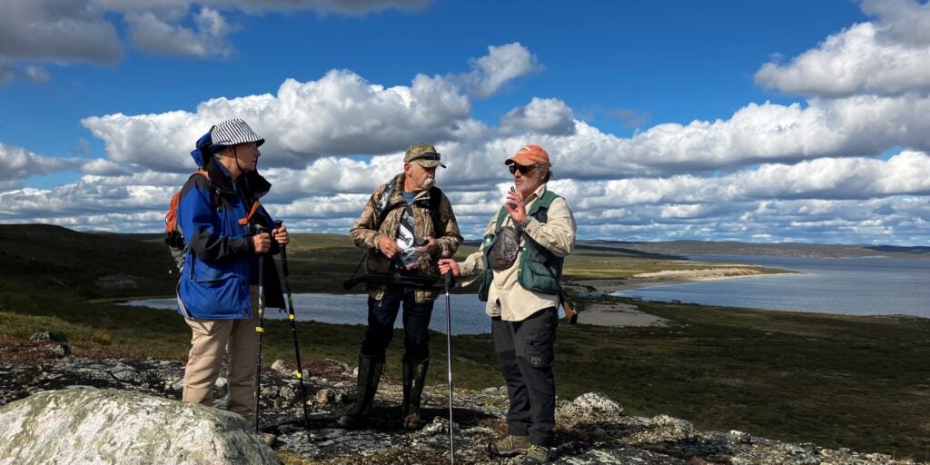 People hiking with a guide